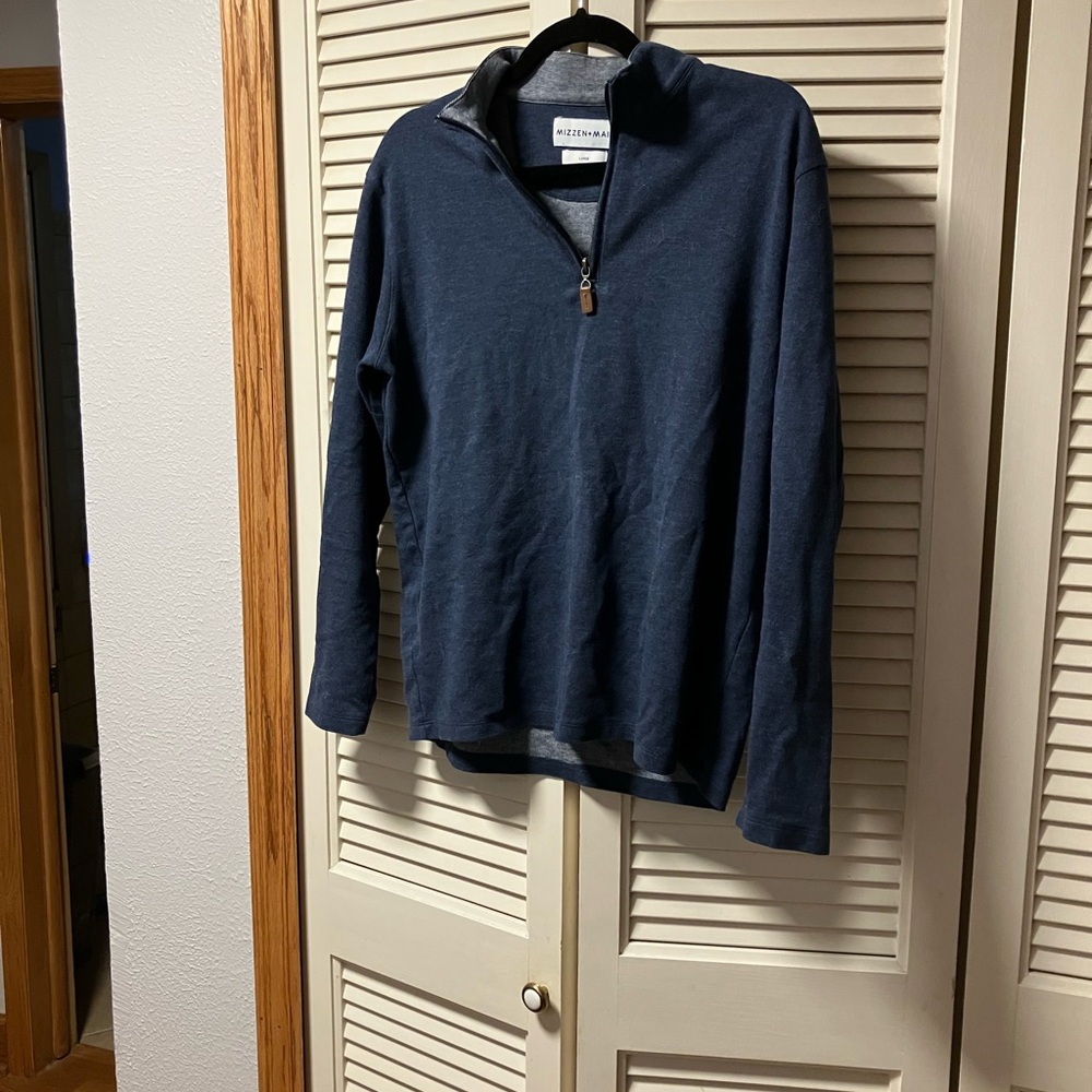 Dark blue quarter zip sweater